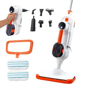 VEVOR Steam Mop, 8-in-1 Hard Wood Floor Cleaner with 7 Replaceable Brush Heads, for Various Hard Floors, Like Ceramic, Granite, Marble, Linoleum, Natural Floor Mop with 2 pcs Machine Washable Pads