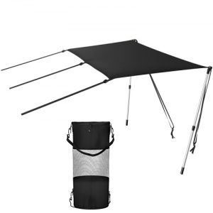 VEVOR T-Top Sun Shade Kit 4' x 5', UV-Proof 600D Polyester T-top Extension Kit with Rustproof Steel Telescopic Poles, Waterproof T-Top Shade Kit, Easy to Assemble for T-Tops & Bimini Top