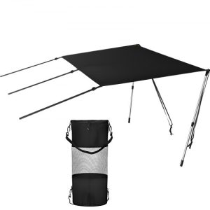 VEVOR T-Top Sun Shade Kit 5' x 5', UV-Proof 600D Polyester T-top Extension Kit with Rustproof Steel Telescopic Poles, Waterproof T-Top Shade Kit, Easy to Assemble for T-Tops & Bimini Top