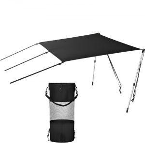 VEVOR T-Top Sun Shade Kit 6' x 5', UV-Proof 600D Polyester T-top Extension Kit with Rustproof Steel Telescopic Poles, Waterproof T-Top Shade Kit, Easy to Assemble for T-Tops & Bimini Top