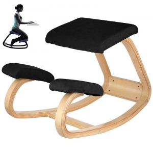 VEVOR Wooden Ergonomic Kneeling Chair Memory Seat Cushion Relieving Body Black