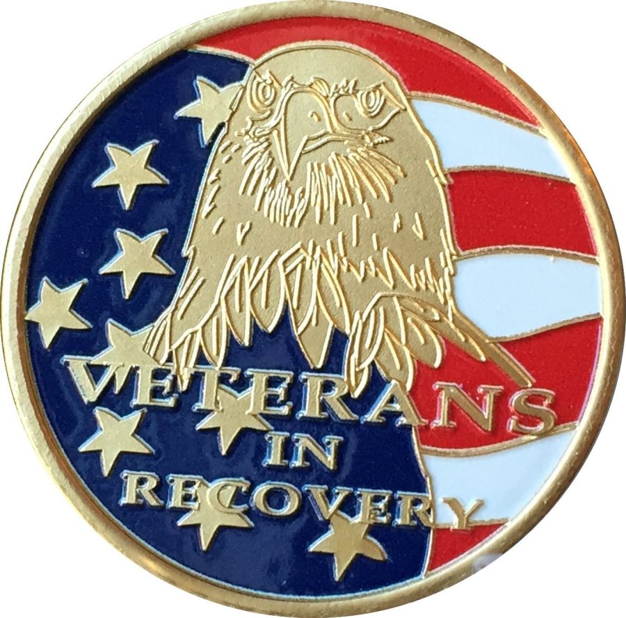 Veterans In Recovery Red White Blue Eagle American Flag Medallion