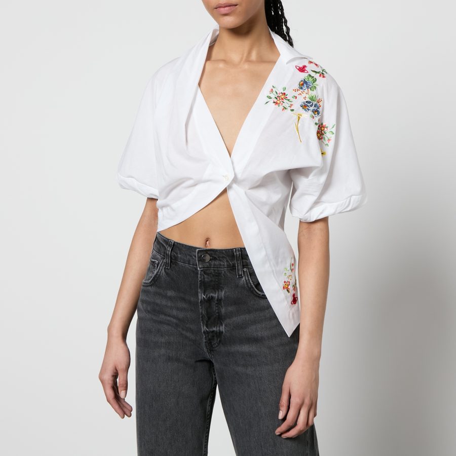 Vivienne Westwood Natalia Floral-Embroidered Cotton-Poplin Shirt - UK 6