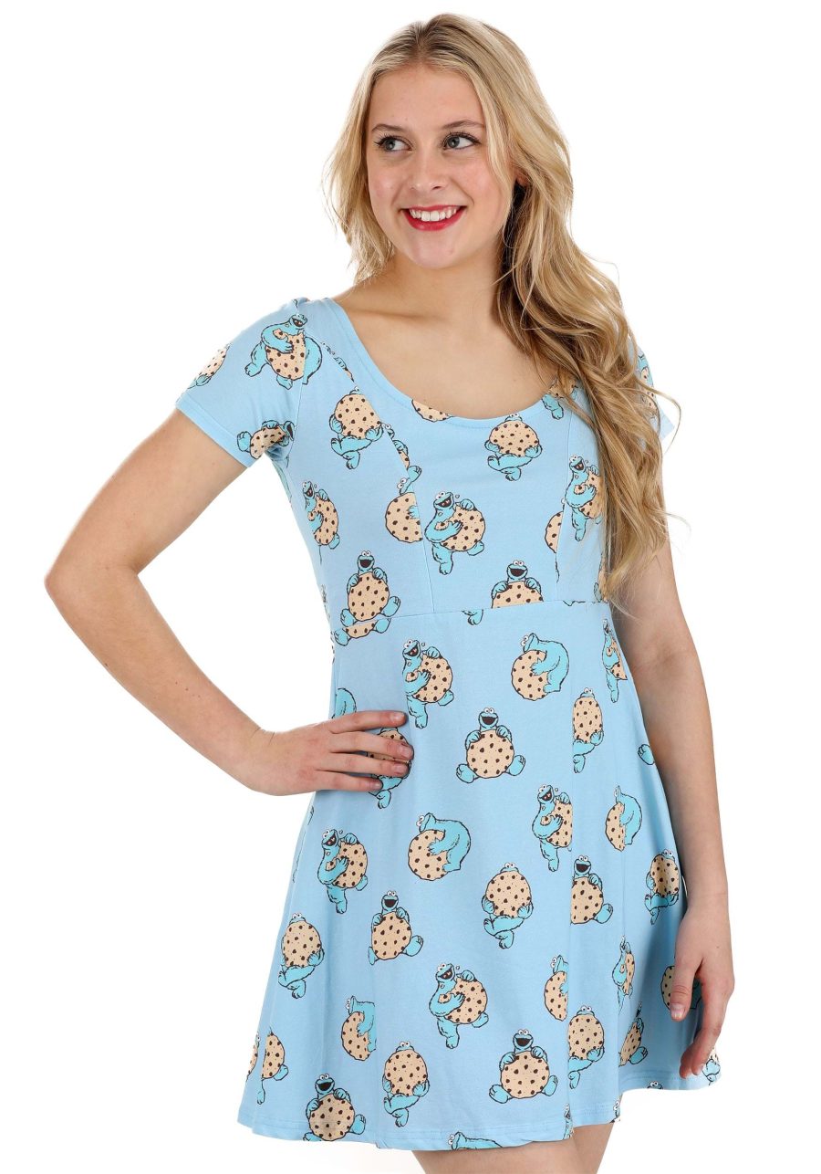Women's Cakeworthy Sesame Street Cookie Monster Skater Dress