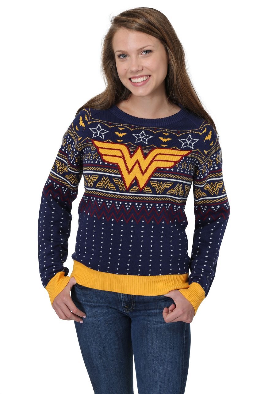 Wonder Woman Women's Navy Ugly Christmas Sweater