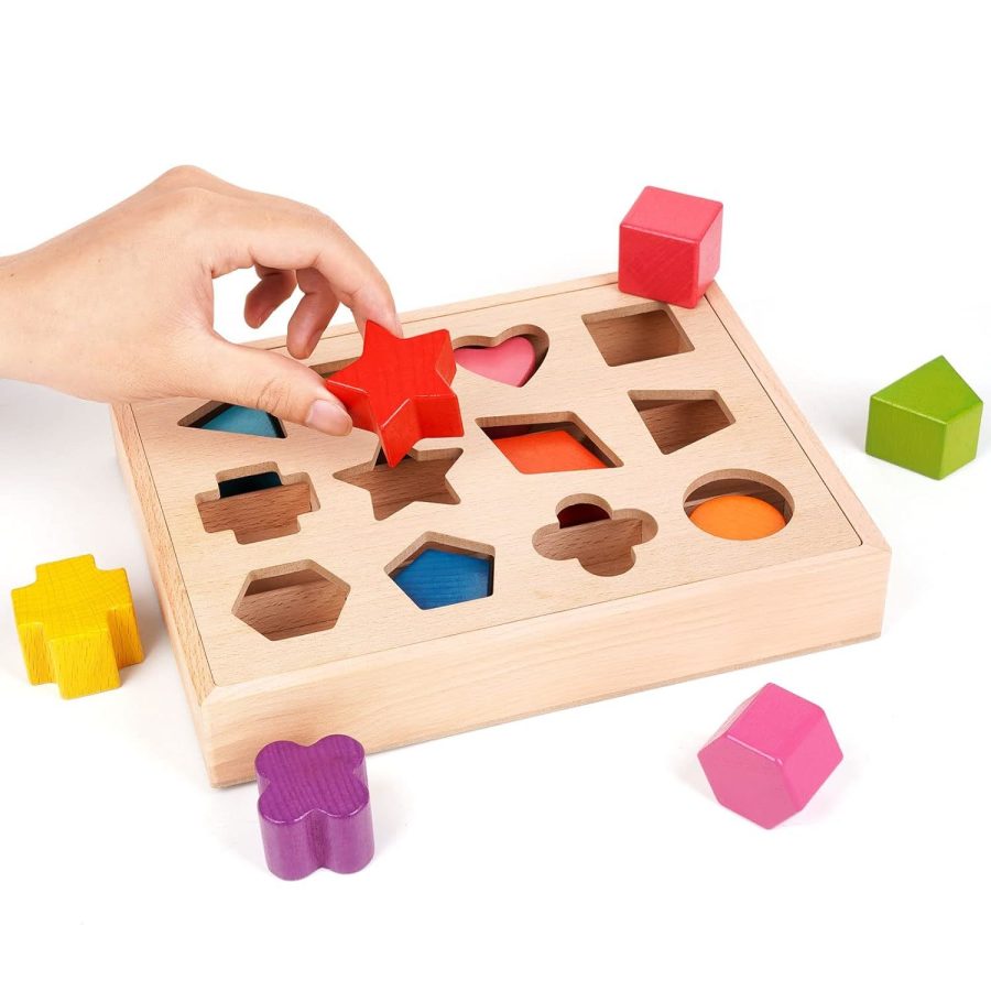 Wooden Shape Color Sorting Toy For Toddler 1-3 Year Old Matching Box Game Puzzle