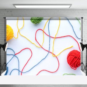 Yello Red Ball Of Yarn Birthday Backdrop For Photo - Aperturee