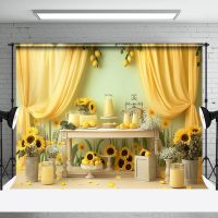 Yellow Curtain Wall Sunflower Backdrop For Portrait - Aperturee