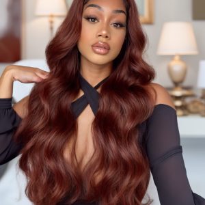 18inch 13x4 Lace Front Body Wave Wig Reddish Brown Pre-Plucked Hairline with Baby Hair