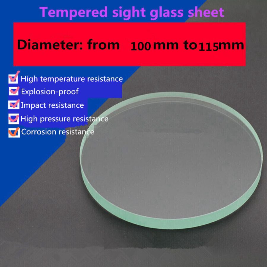 1Pc Tempered Sight Glass Sheet Circle Observation Lens Dia. 100mm to 115mm