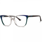 Zenni Cat-Eye Prescription Glasses Clear/blue Plastic Full Rim Frame