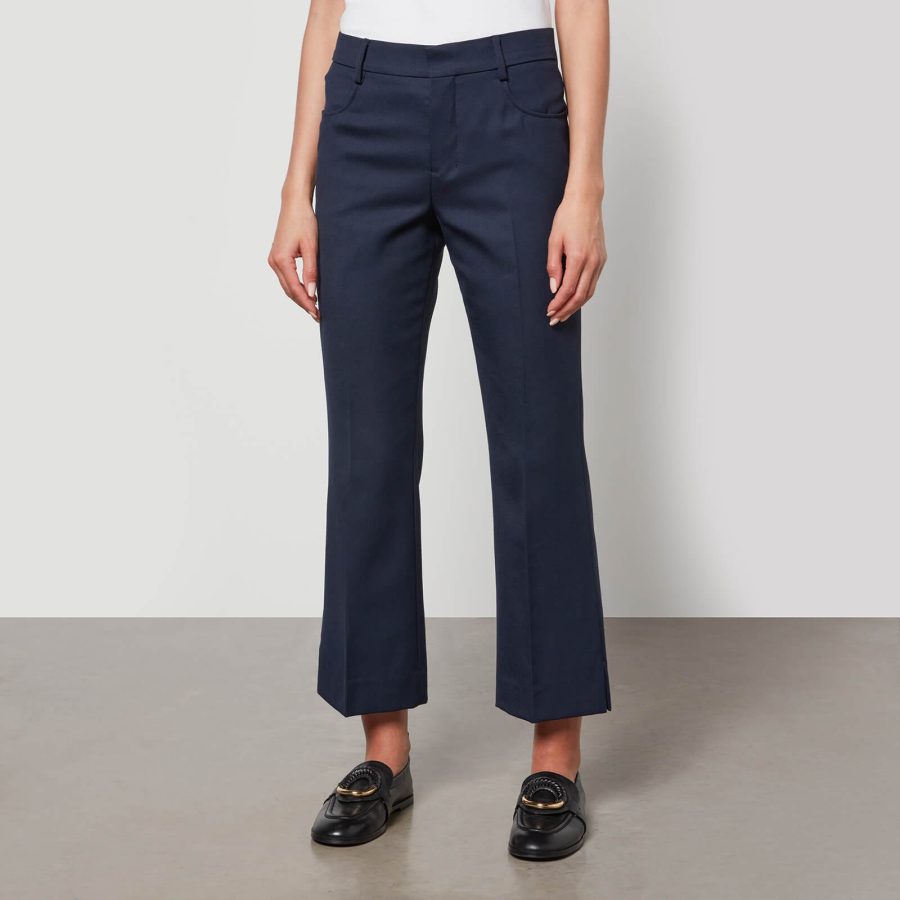 AMI Cropped Twill Flared Trousers - FR 38/UK 10