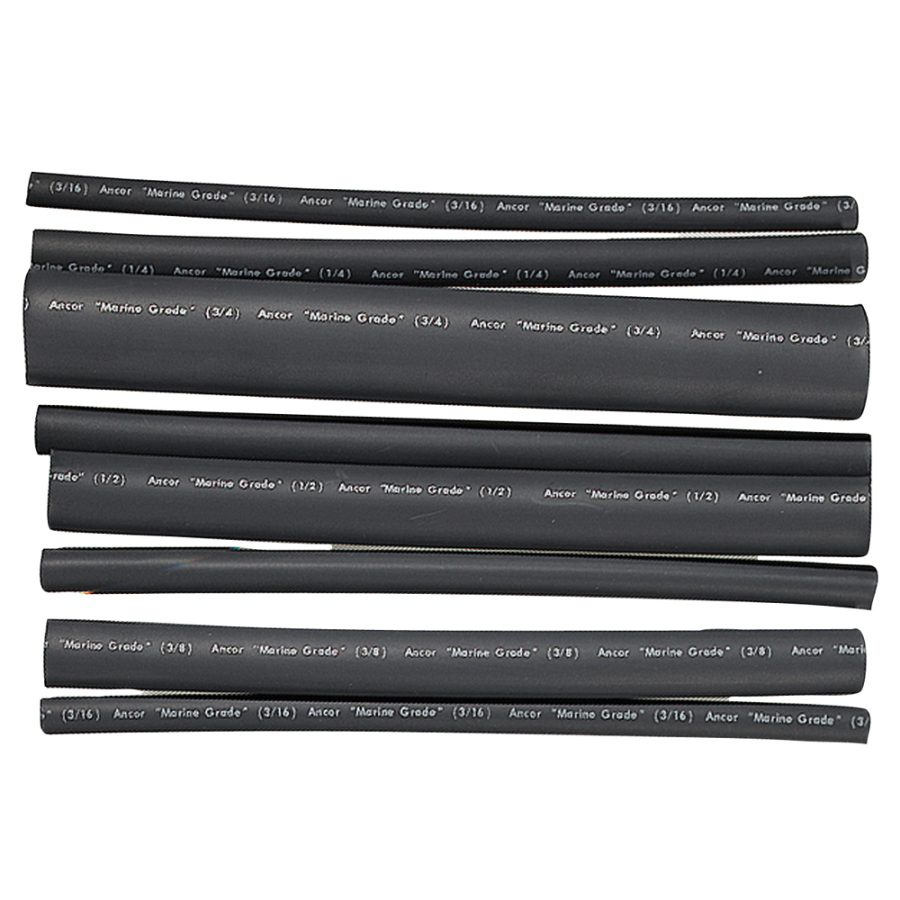 ANCOR 301506 ADHESIVE LINED HEAT SHRINK TUBING - ASSORTED 8-PACK, 6 INCH, 20-2/0 AWG, BLACK