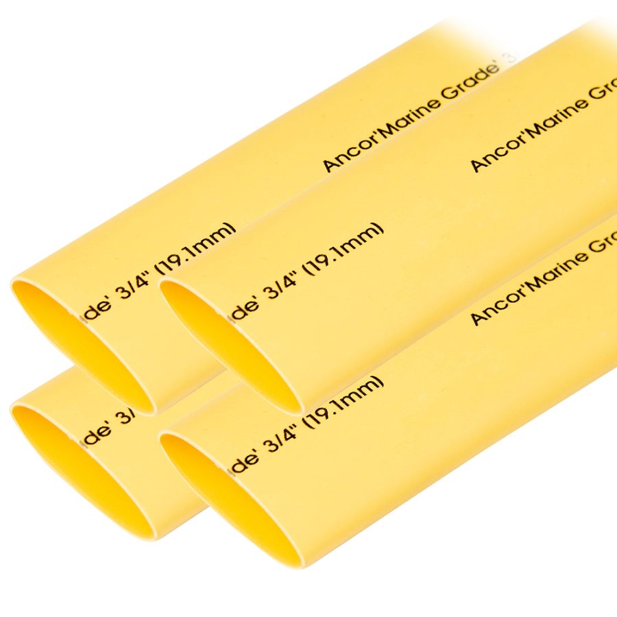 ANCOR 306906 HEAT SHRINK TUBING 3/4 INCH X 6 INCH - YELLOW - 4 PIECES