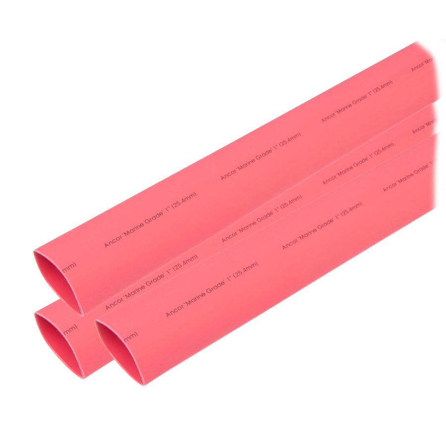 ANCOR 307603 HEAT SHRINK TUBING 1 INCH X 3 INCH - RED - 3 PIECES
