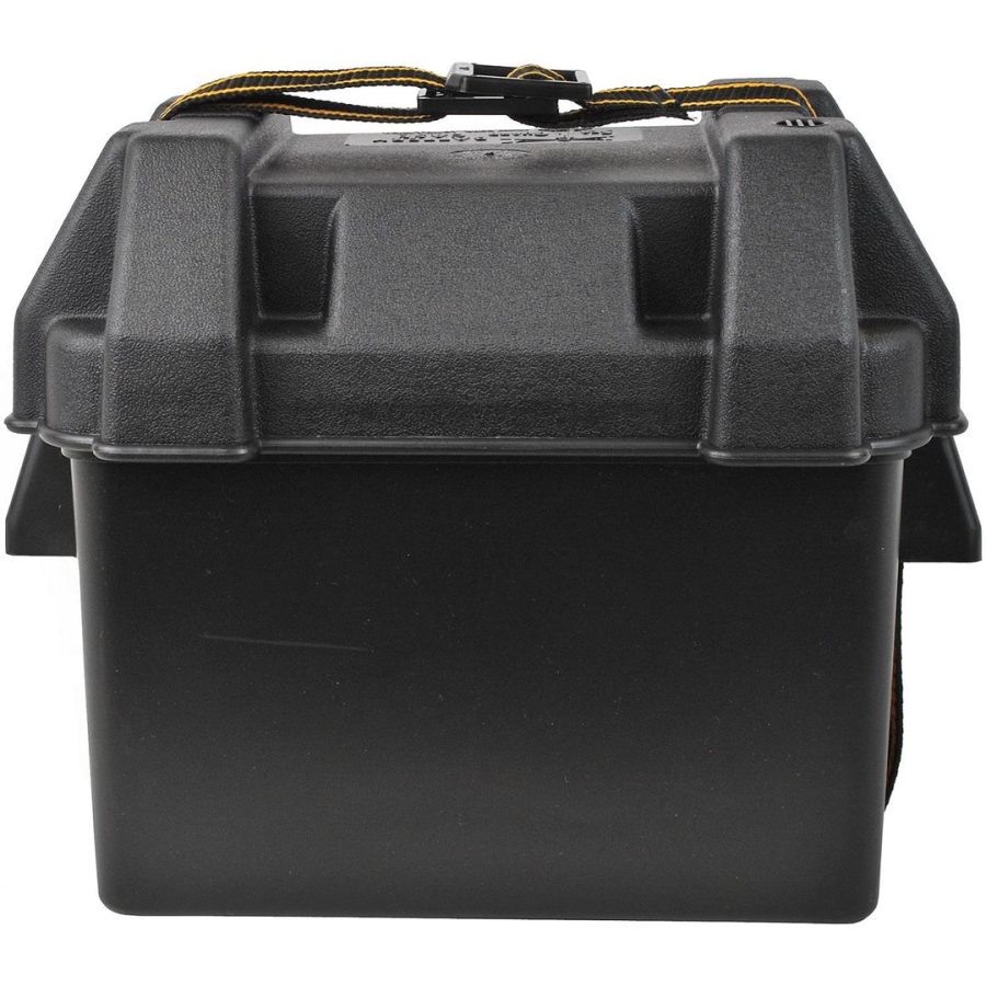 ATTWOOD 90821 9082-1 U1 Small Series 16 Vented Marine Boat Battery Box with Mounting Kit and Strap, Black, One Size