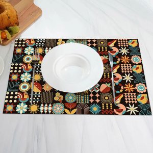 Abstract Floral Ethnic Style Set Of 4 Placemats - Aperturee