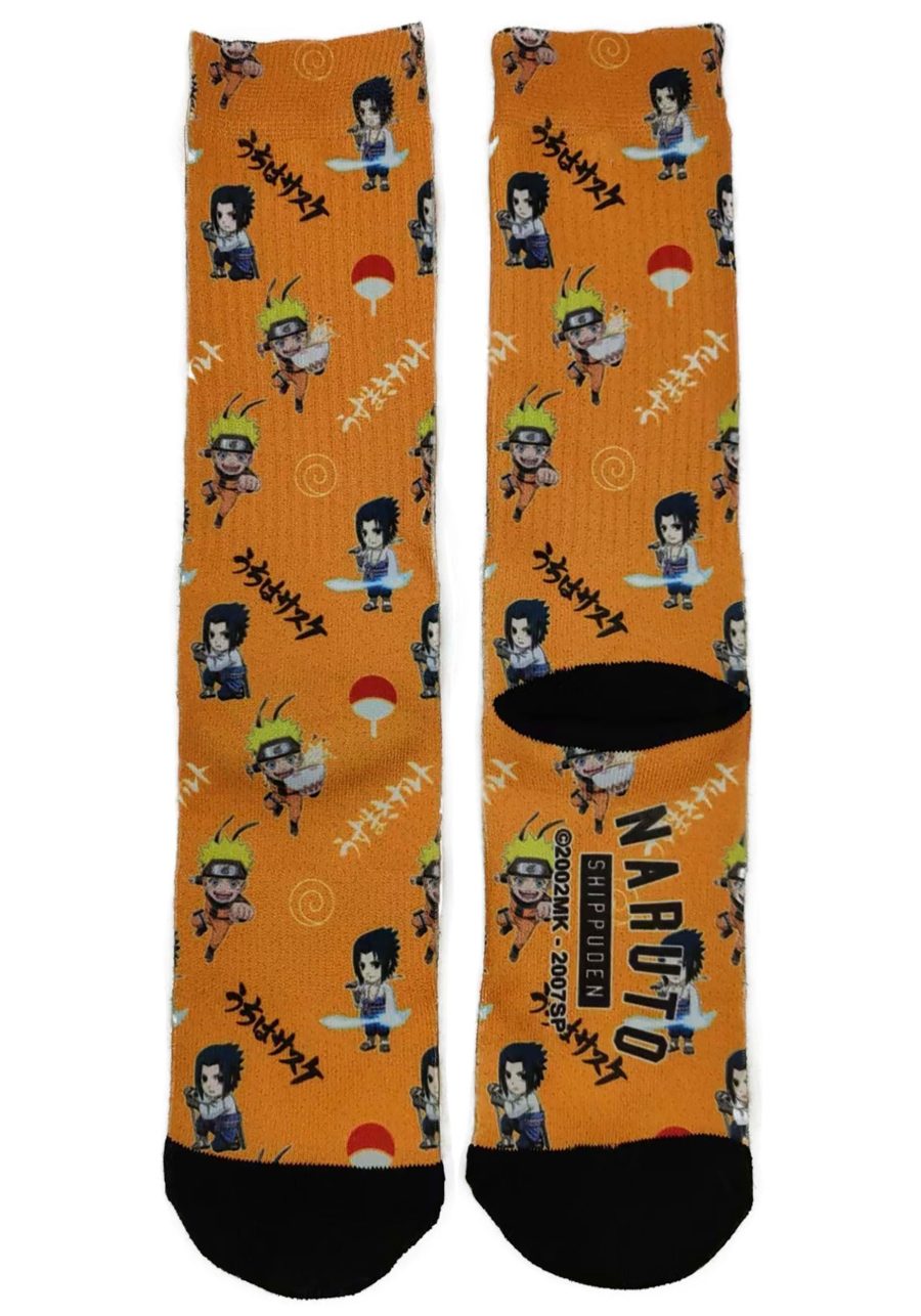 Adult Itachi and Naruto Chibi AOP Socks