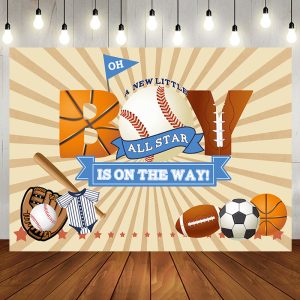 All Star Sports Balls Baby Shower Backdrop For Boy - Aperturee