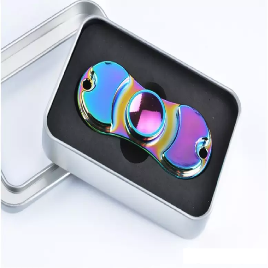 Aluminum Metal Rainbow Hand Spinner Fidget - One Item w/Random Color and Design