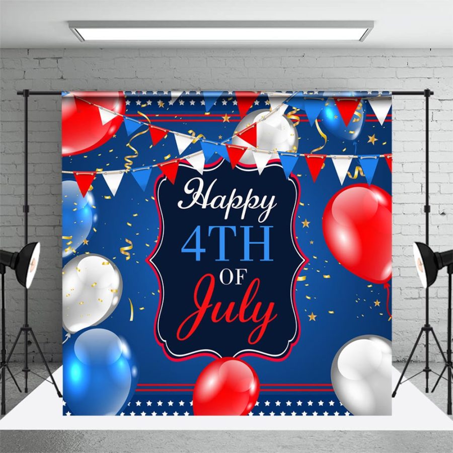 American Flag Balloons Independence Day Backdrop - Aperturee