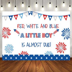 American Flag Little Boy Baby Shower Party Backdrop - Aperturee