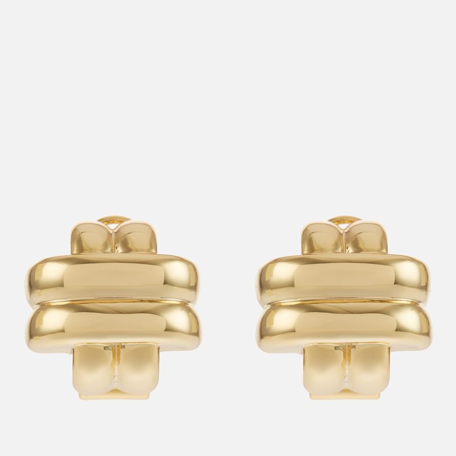 Anine Bing Double Cross 14-Karat Gold-Plated Earrings
