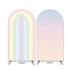 Aperturee 4X7FT Rainbow Pink Theme Double Sided Arch Backdrop