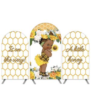 Aperturee A Little Honey Is On The Way Baby Shower Arch Backdrop Kit | Diy Arch Backdrop Cover | Diy Round Arch Backdrop | Round Arch Backdrop Cover