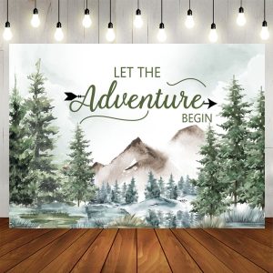 Aperturee Adventure Begin Forest Jungle Baby Shower Backdrop