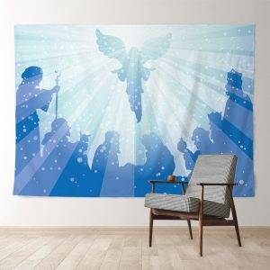 Aperturee Angel Divine Light Sky Blue Christmas Backdrop