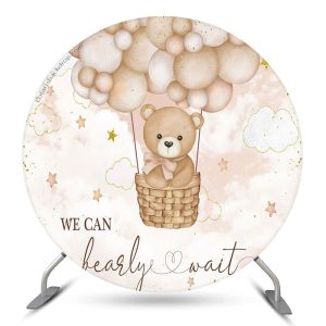 Aperturee Bearly Waiy Teddy Bear Circle Baby Shower Backdrop | Custom Round Backdrop Cover | Round Baby Shower Backdrop | Round Backdrop Baby Shower