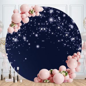 Aperturee Black Glitter Night Round Baby Shower Backdrop