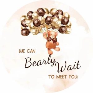 Aperturee Brown Teddy Bear Balloon Baby Shower Backdrop Kit | Circle Party Backdrop | Baby Shower Backdrop Ideas | Circle Backdrop Baby Shower