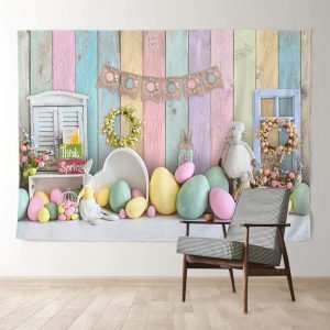 Aperturee Bunny With Eggs Spring Happy Easter Holiday Backdrop