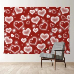 Aperturee Burgundy Full Of Heart Valentines Day Backdrop