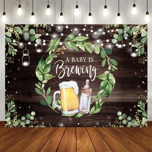 Aperturee Cheers Beer Pacifier Wood Baby Shower Backdrop