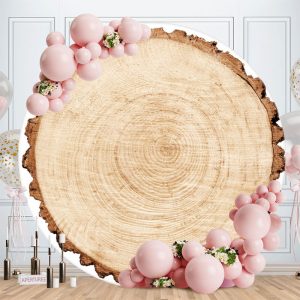 Aperturee Circle Simple Nature Log Wood Backdrop For Birthday