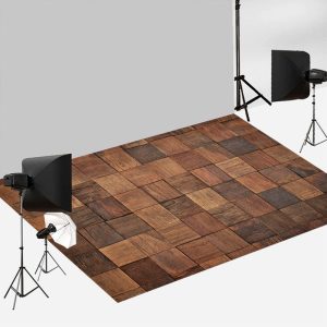 Aperturee Dark Brown Pieces Of Plank Wood Photo Floor Backdrop | Fabric Floor Mat Photography | Photo Floor Drops | Photography Floor Backdrop