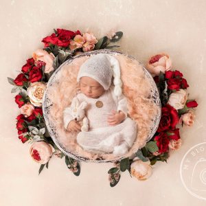 Aperturee Dusty Pink Red Rose Boho Floral Newborn Backdrop For Portrait