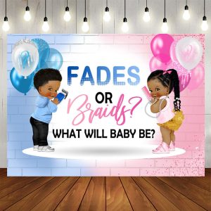 Aperturee Fades Or Braid Balloon Gender Reveal Backdrop