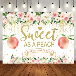 Aperturee Floral And Glitter Sweet Peach Baby Shower Backdrop