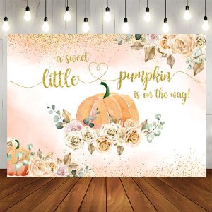 Aperturee Floral Pumpkin Is On The Way Baby Shower Backdrop