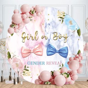 Aperturee Girl Or Boy Gender Reveal Round Baby Shower Backdrop