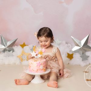 Aperturee Gold Clouds Dusty Pink Stars Boho Portrait Sessions Backdrop For Baby