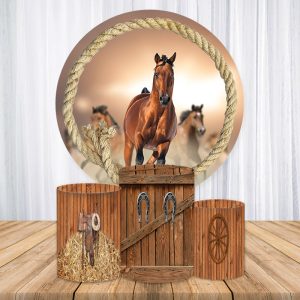 Aperturee Horse Hemp Rope Board Round Baby Shower Backdrop Kit | Circle Backdrop Baby Shower | Round Backdrop Baby Shower | Custom Round Backdrop