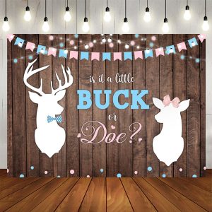 Aperturee Little Buck or Doe Baby Shower Gender Reveal Backdrop