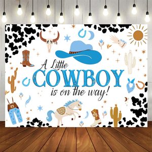 Aperturee Little Cowboy Is On The Way Baby Shower Backdrop