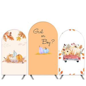 Aperturee Little Pumpkin Theme Leaves Arch Backdrop Kit For Baby Shower | Chiara Wall Backdrop Diy | Custom Arched Wall Covers | Arch Backdrop Diy