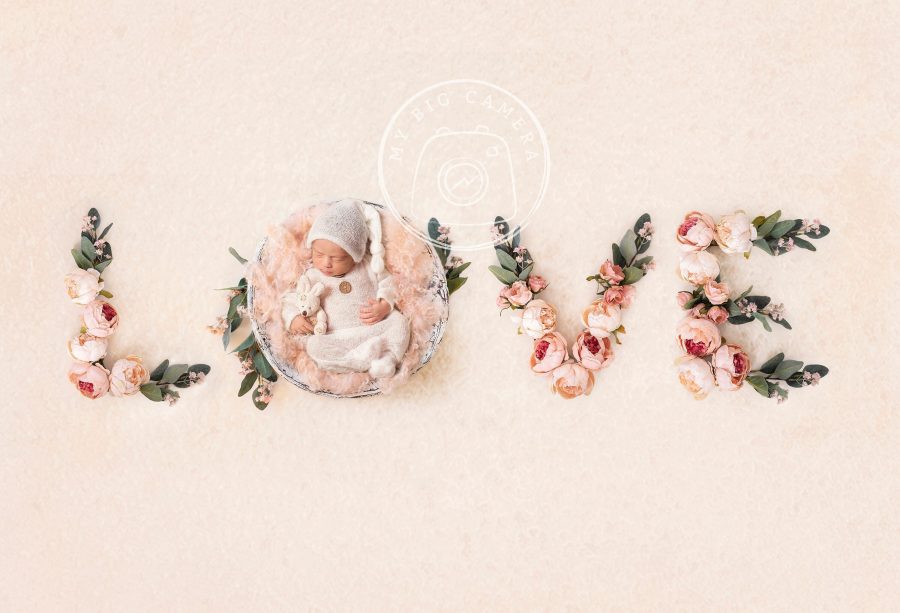 Aperturee Love Letters Boho Dusty Pink Floral Photography Backdrop For Newborn